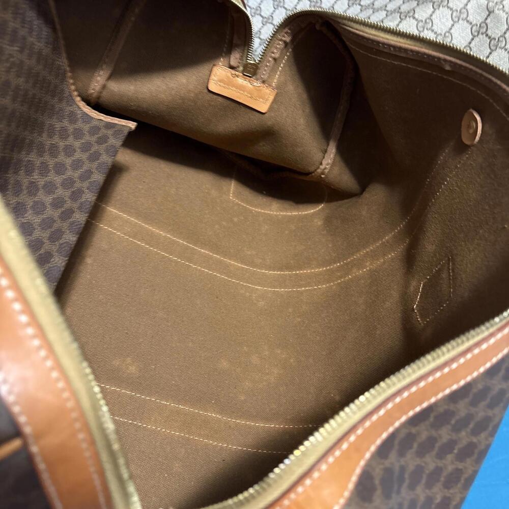 Vintage 90's CELINE Travel Boston Bag Macadam Brown Beige PVC Leather Excellent - Picture 16 of 16